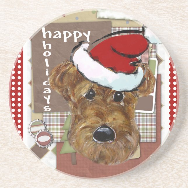 POSAVASOS DE ARENISCA AIREDALE DE NAVIDAD (Frente)