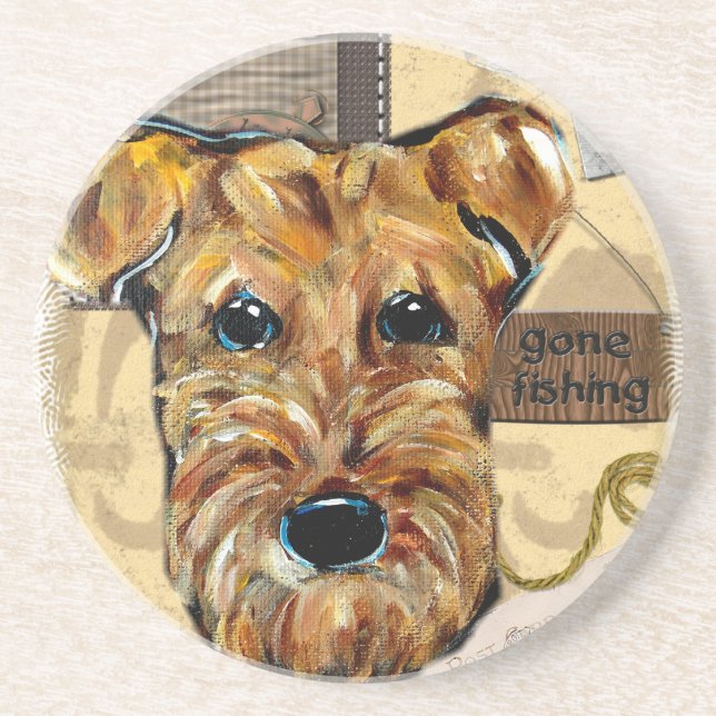 POSAVASOS DE ARENISCA AIREDALE TERRIER (Frente)