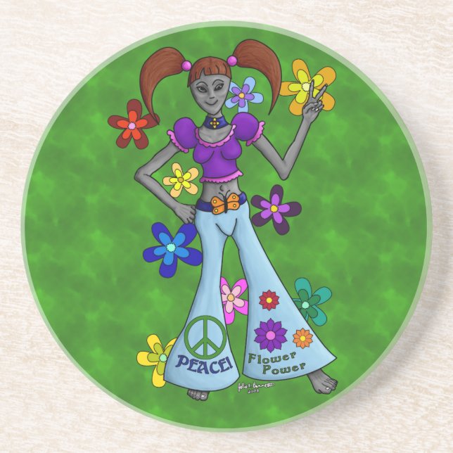 Posavasos De Arenisca Alien Hippy (Frente)