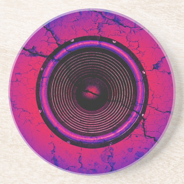 Posavasos De Arenisca Altavoz musical en una pared rota (Frente)