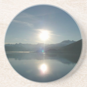 Posavasos De Arenisca Amanecer sobre el fiordo universitario Alaska Foto
