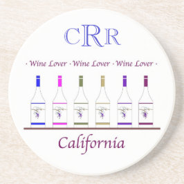 POSAVASOS DE ARENISCA AMANTE DEL VINO DE COASTER_CALIFORNIA, MONOGRAMA