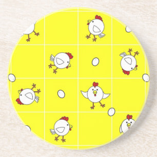 Posavasos De Arenisca Amarillo feliz lindo de la danza del pollo