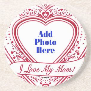 Posavasos De Arenisca ¡Amo a mi mamá! Foto Corazones Rojos