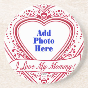 Posavasos De Arenisca ¡Amo A Mi Mami! Corazones rojos de foto