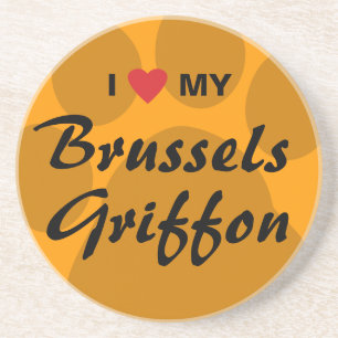 Posavasos De Arenisca Amo (corazón) mi Bruselas Griffon
