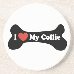 Posavasos De Arenisca Amo mi collie - hueso de perro