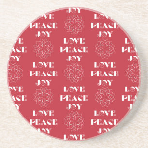 Posavasos De Arenisca Amor minimalista rojo y blanco, paz, alegría