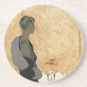 Posavasos De Arenisca Amor y romance vintage, cena elegante de pareja