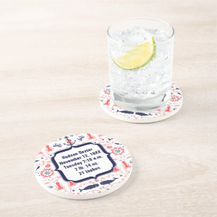 Posavasos De Arenisca Ancla de la Marina Náutica, patrón de pulpo de bal