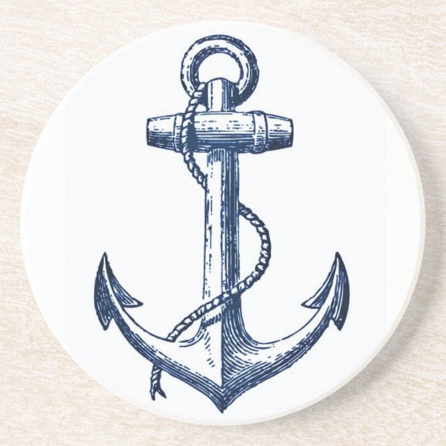 Posavasos De Arenisca Ancla de los azules marinos (Frente)