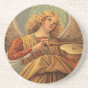 Posavasos De Arenisca Ángel de la Renaissance tocando el violín Melozzo