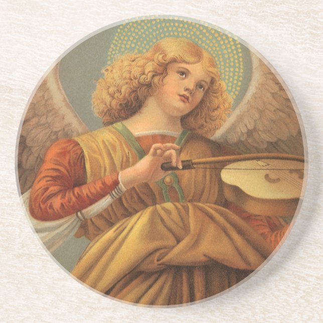 Posavasos De Arenisca Ángel de la Renaissance tocando el violín Melozzo  (Frente)