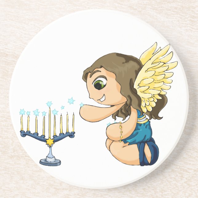Posavasos De Arenisca Ángel de Menorah (Frente)