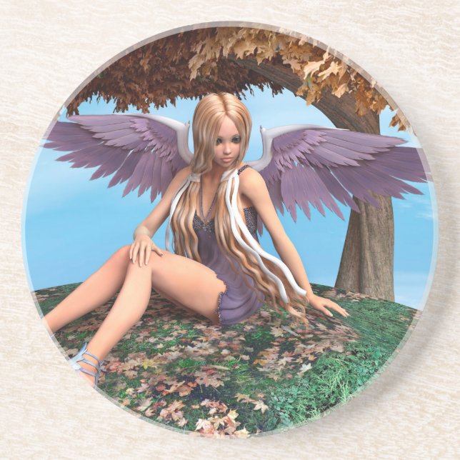 Posavasos De Arenisca Ángel de Otoño (Frente)