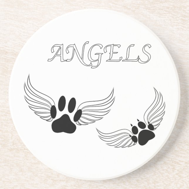 Posavasos De Arenisca Angel Mascota Paws (Frente)