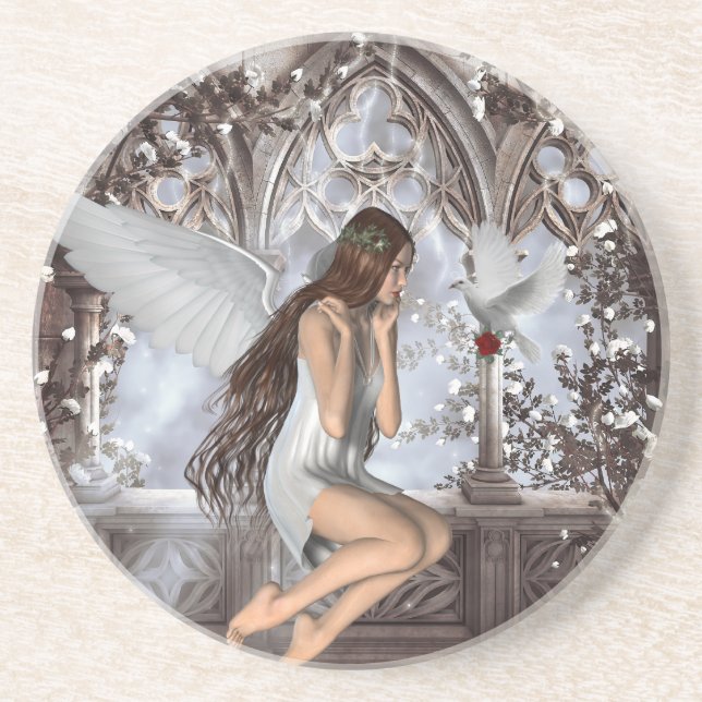 Posavasos De Arenisca Angel y su palo (Frente)