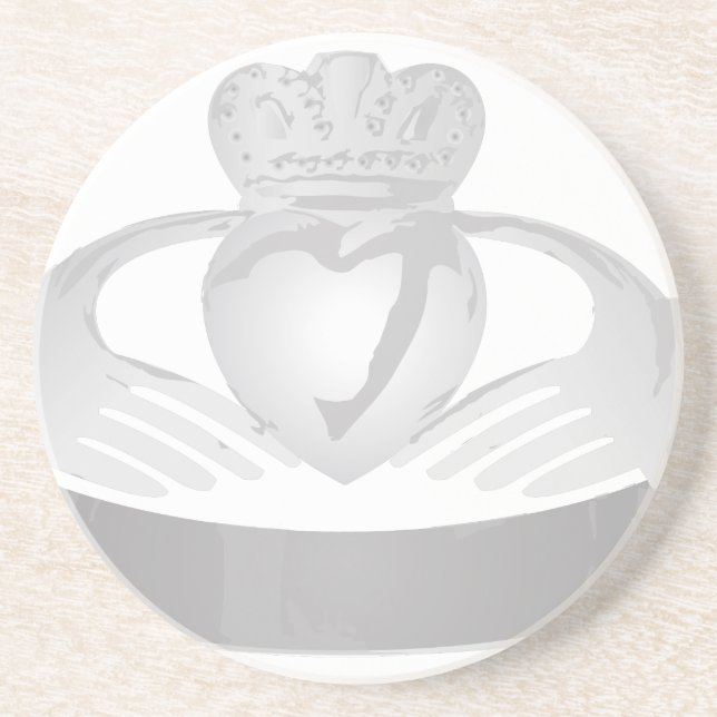 Posavasos De Arenisca anillo de claddagh plateado (Frente)