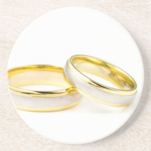 Posavasos De Arenisca Anillos de bodas del amor del novio de la novia