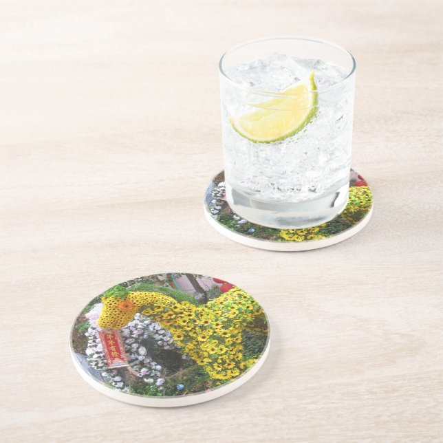 Posavasos De Arenisca Año del caballo | 春 節 馬... Topiario chino de flore (Lado)