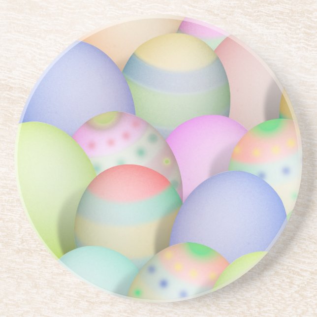 Posavasos De Arenisca Antecedentes de Huevos de Pascua Coloridos (Frente)