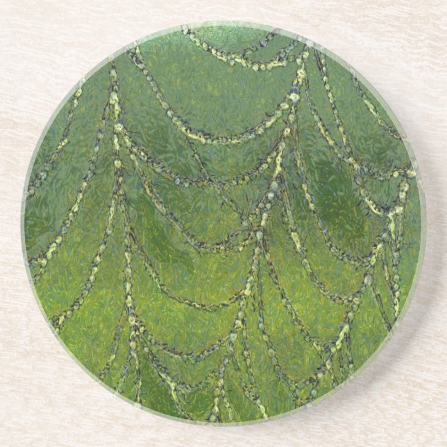 Posavasos De Arenisca Araña Web con gotas machacadas Resumen de arte (Frente)