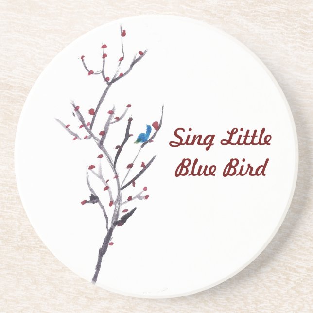 Posavasos De Arenisca Árbol azul del pájaro (Frente)