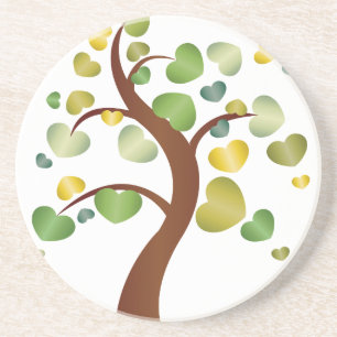 Posavasos De Arenisca Árbol de corazones otoñales