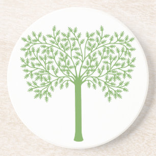Posavasos De Arenisca Árbol verde estilizado