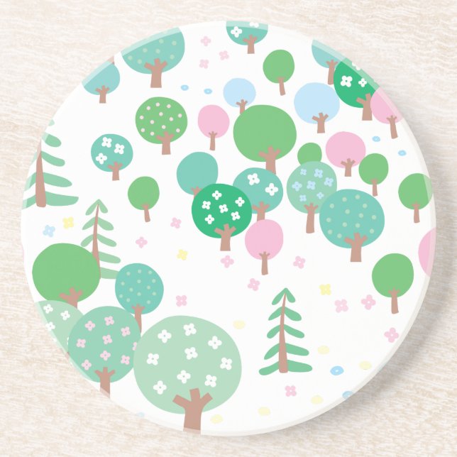 Posavasos De Arenisca Árboles de primavera extravagantes (Frente)