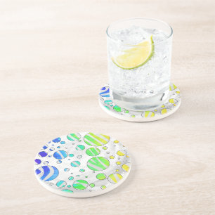 Posavasos De Arenisca Arcoíris de cebra y estampado blanco
