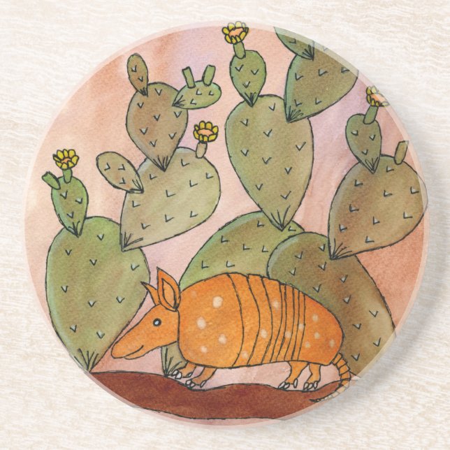 Posavasos De Arenisca Armadillo de Tejas (Frente)