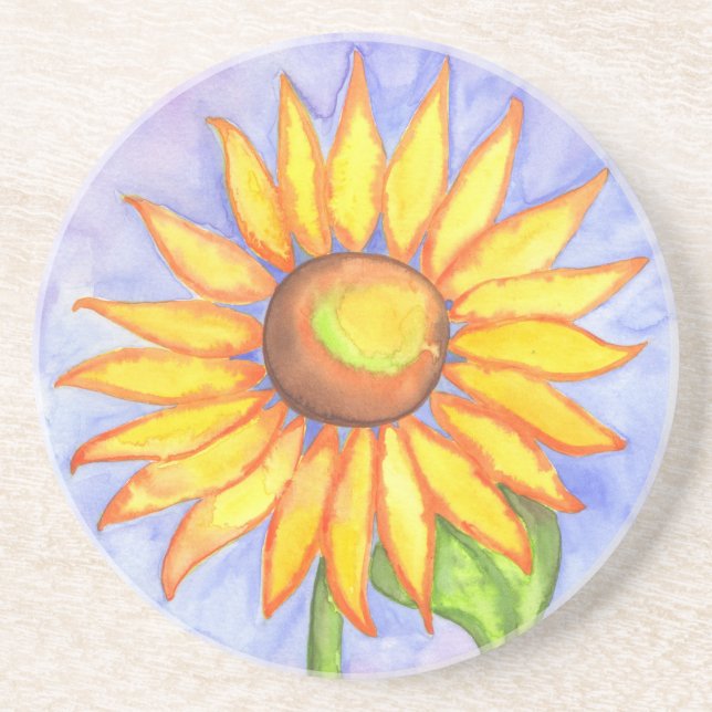 Posavasos De Arenisca Armadura de arte de girasol (Frente)