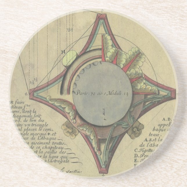 Posavasos De Arenisca Arquitectura de época, corona de capital decorativ (Frente)