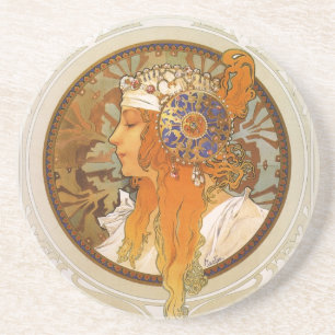 Posavasos De Arenisca Art déco de Alfonso Mucha