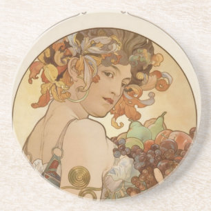 Posavasos De Arenisca Art déco de Alfonso Mucha