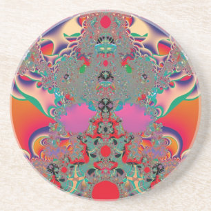 Posavasos De Arenisca Arte abstracto fractal de meditación rojo