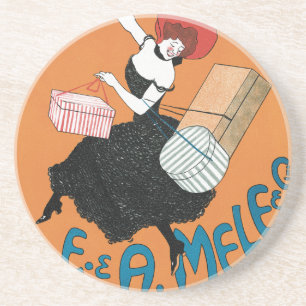 Posavasos De Arenisca Arte Antiguo Cartel Publicitario de Magazzini Ital