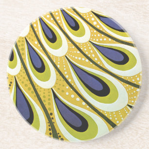 Posavasos De Arenisca Arte Antiguo Modernista, pluma de pavo real de Mac