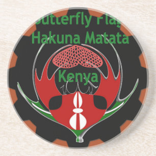 Posavasos De Arenisca Arte de Bandera de Mariposa de Kenia - Patriótico