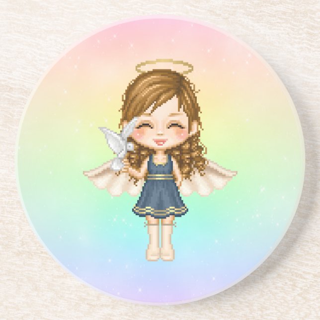Posavasos De Arenisca Arte de Blue Angel Pixel (Frente)
