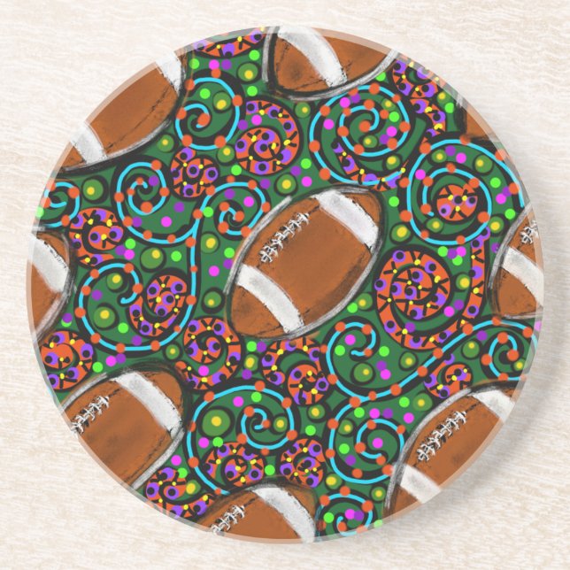 Posavasos De Arenisca Arte de fútbol verde (Frente)