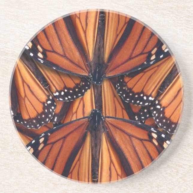 Posavasos De Arenisca arte de la mariposa monarca (Frente)
