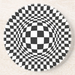 Posavasos De Arenisca Arte de Op. Sys. blanco y negro