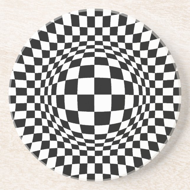 Posavasos De Arenisca Arte de Op. Sys. blanco y negro (Frente)
