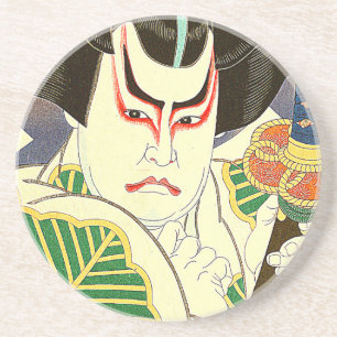 Posavasos De Arenisca Arte del actor de Kabuki del japonés por el 名