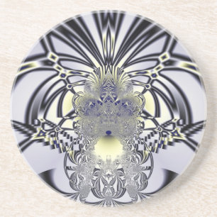 Posavasos De Arenisca Arte fractal de geometría sagrada de Iris Púrpura