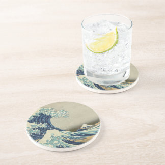 Posavasos De Arenisca Arte japonés vintage, la gran ola de Hokusai