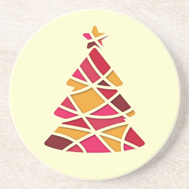 Posavasos De Arenisca Arte moderno y elegante árbol de Navidad (Frente)
