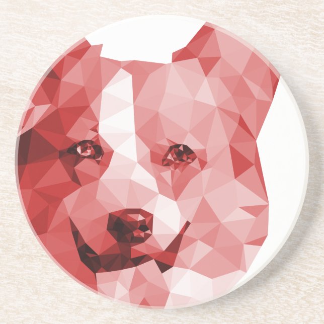 Posavasos De Arenisca Arte polivinílico bajo del Corgi en rojo (Frente)